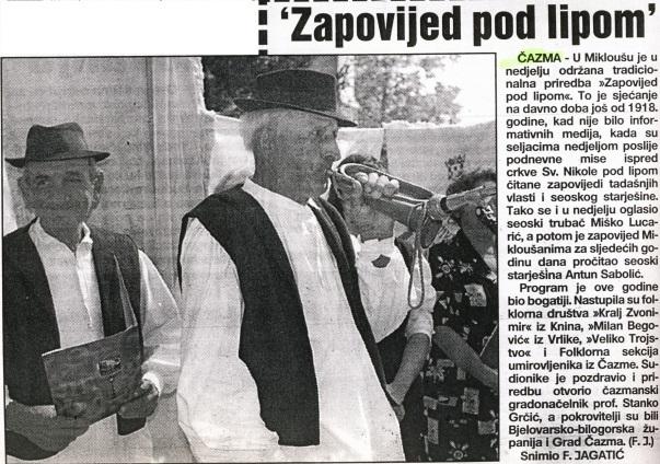 Izložba Zapovijedi pod lipom u Mikloušu